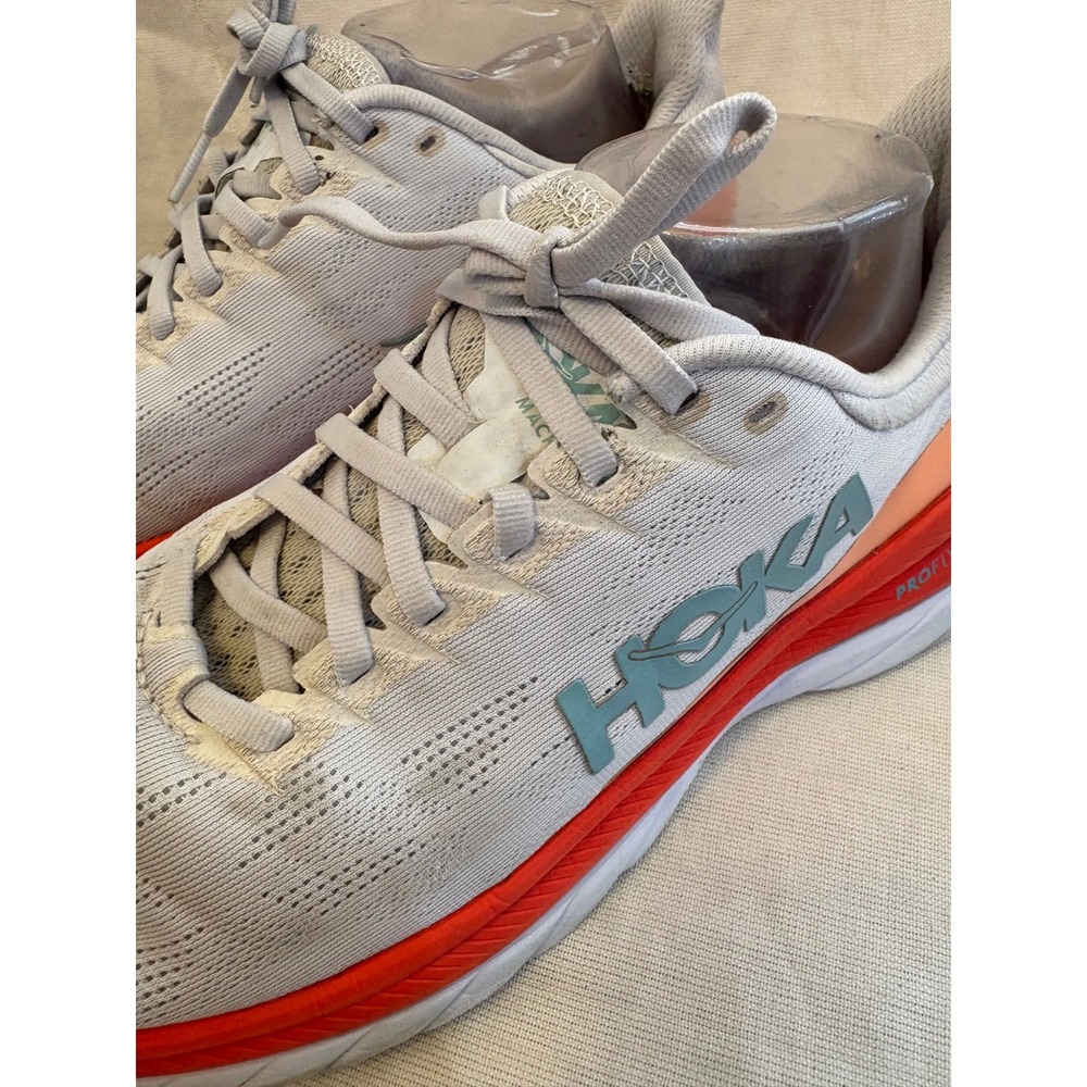 Hoka One One Mach 4 Womens Running Shoes White Orange Red 1113530-WFR 10B - Picture 2 of 5